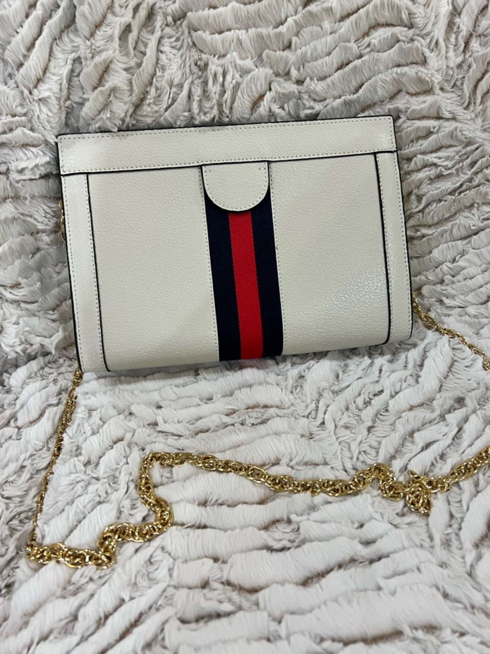 Leather Crossbody with Navy and Red Web Stripe - Picture 2 of 4